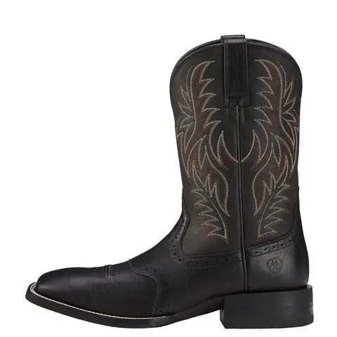 Sport Wide Square Toe Western Boot - Black 3