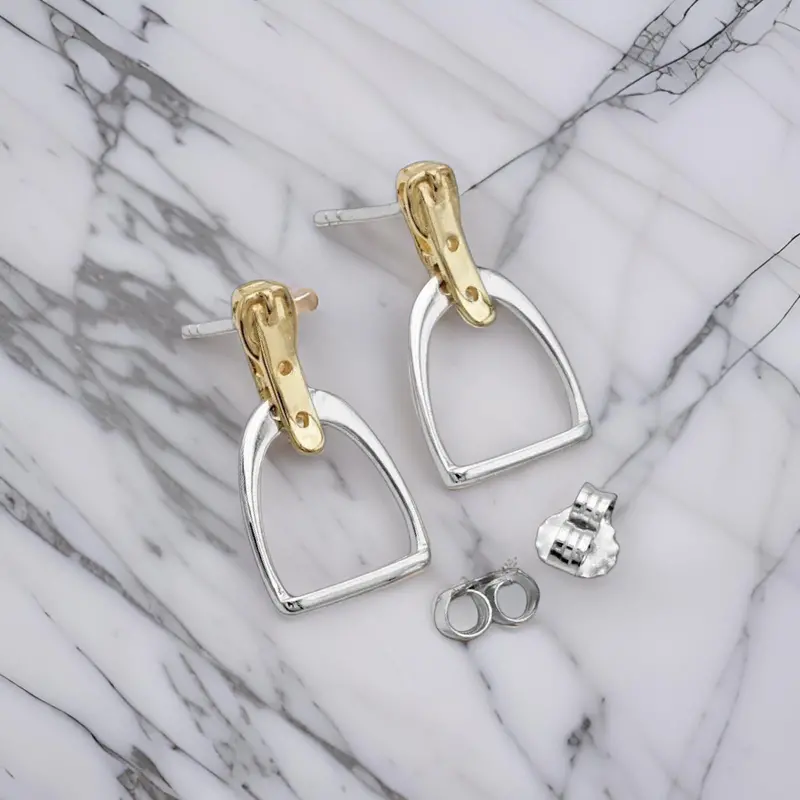 Sterling Silver English Equestrian Stirrup Earrings 1