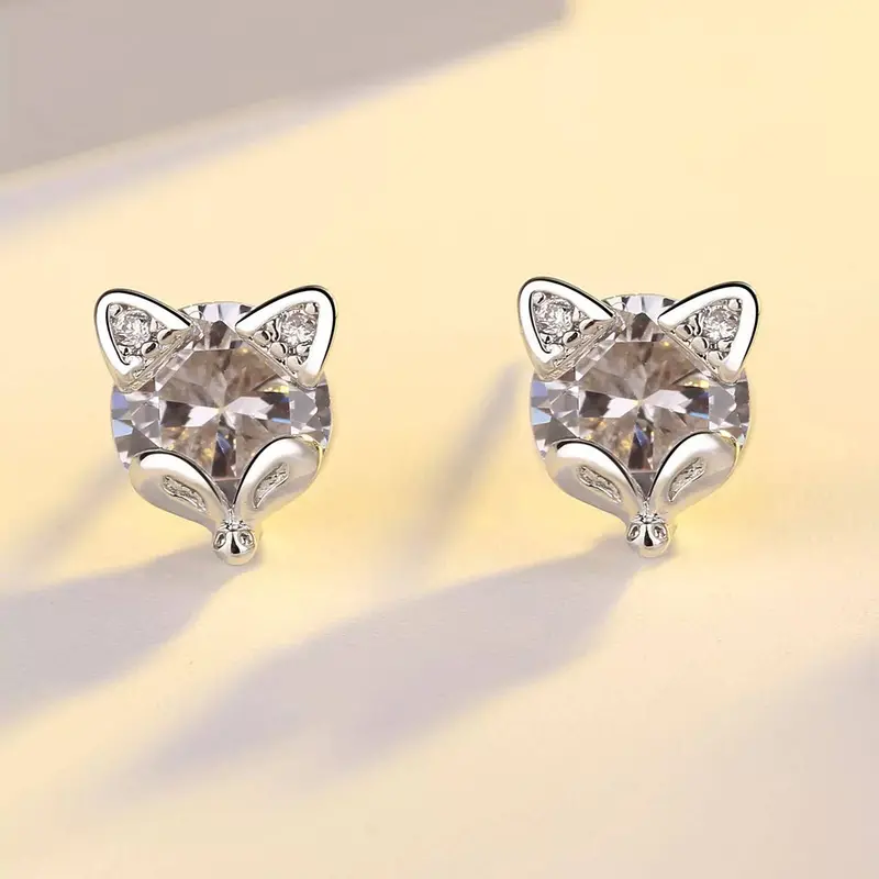 Sterling Silver Fox Mask Equestrian Stud Earrings 1