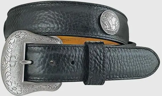 Stetson Black Bison Leather Concho Belt 1