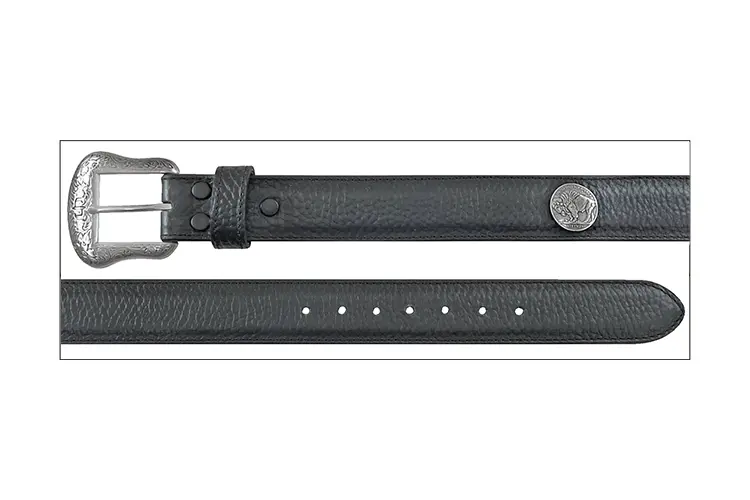 Stetson Black Bison Leather Concho Belt 2