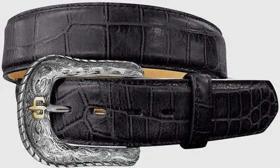 Stetson Black Crocodile Texture Belt 1