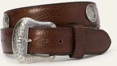 Stetson Brown Bison Leather Concho Belt 1