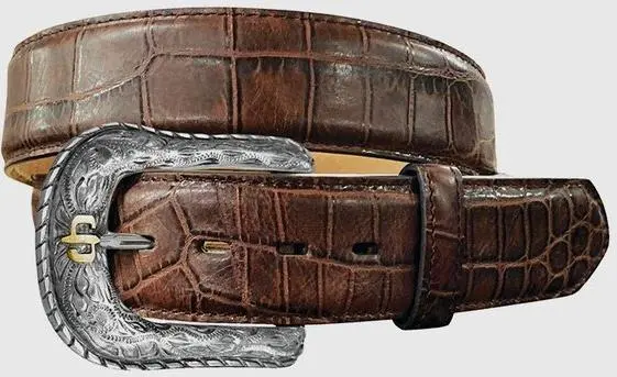 Stetson Cognac Crocodile Texture Belt 1