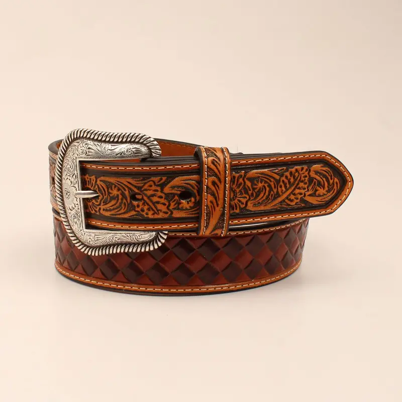 Tan/Brown Basketweave Stamp Belt 1