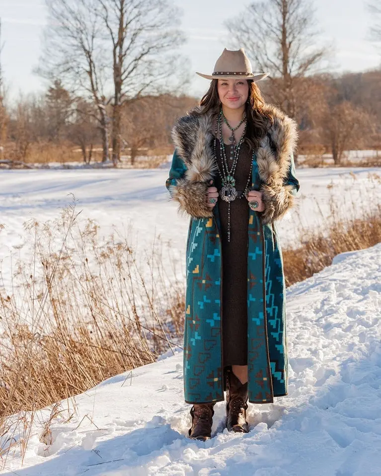 Tasha Polizzi Women's Peacock Everest Blanket Coat 1