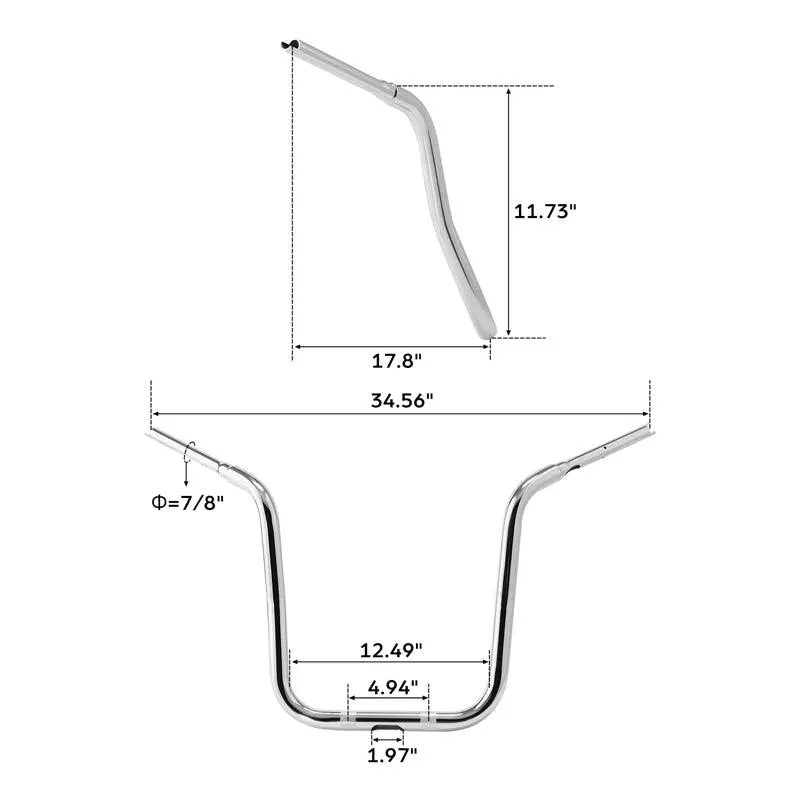 Tcmt 10"/12" Rise 1.25" Ape Hanger Handlebar Fit For Indian Chieftain '14-'17 2