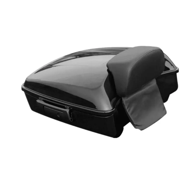 Tcmt 10.7" Black/Chrome Latches Chopped Trunk With Backrest Pad Fit For Harley Touring '14-'26 1