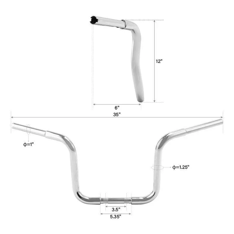 Tcmt 12"-18'' Rise 1-1/4" Curve Ape Handlebar Chrome Fit For Harley Sportster Softail Flst Fxst 4