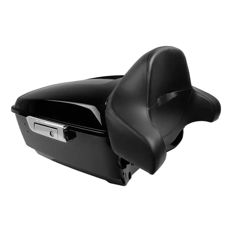 Tcmt 13.7" Black/Chrome Latches King Trunk Cutouts With Wrap Around Backrest Pad Fit For Harley Touring '14-'26 2