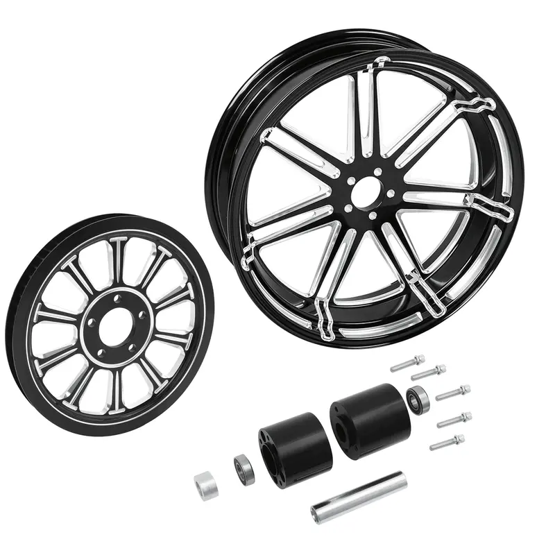 Tcmt 18" X 5.5" Rear Wheel Rim Hub + Belt Pulley Fit For Harley Touring '97-'08 1