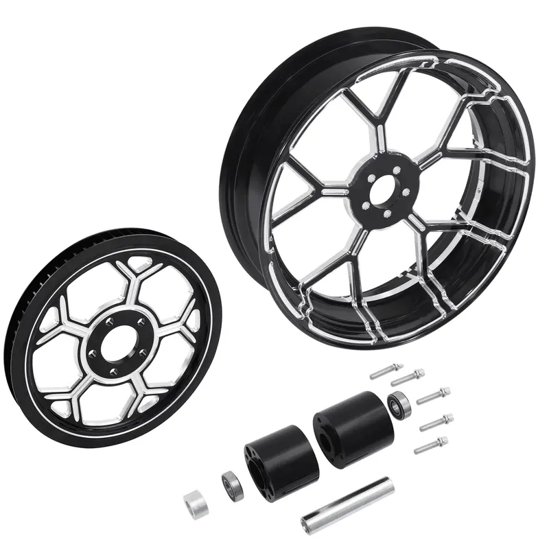 Tcmt 18" X 5.5" Rear Wheel Rim Hub + Belt Pulley Fit For Harley Touring '97-'08 2