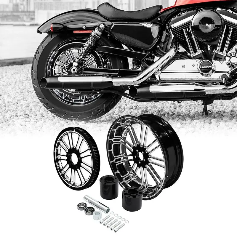 Tcmt 18" X 5.5" Rear Wheel Rim Hub + Belt Pulley Fit For Harley Touring '97-'08 2