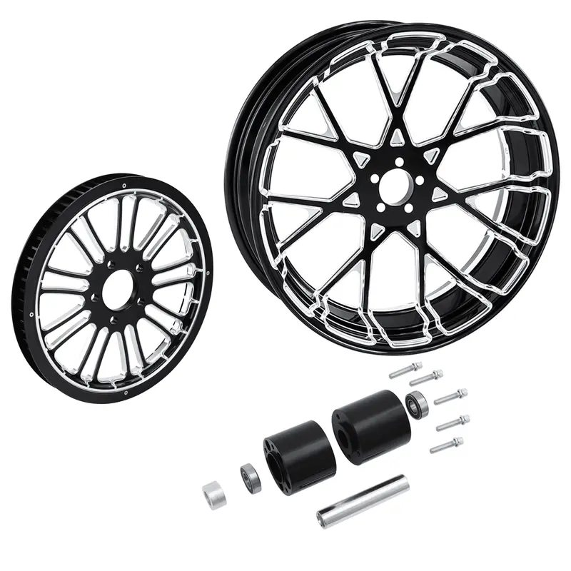 Tcmt 18" X 5.5" Rear Wheel Rim Hub + Belt Pulley Fit For Harley Touring '97-'08 3