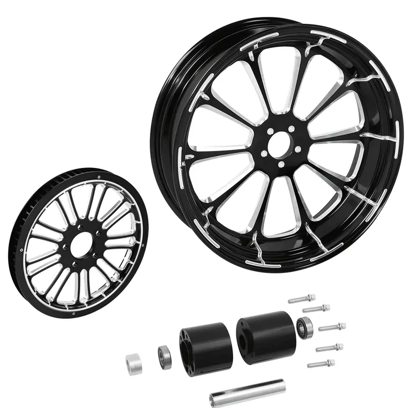 Tcmt 18" X 5.5" Rear Wheel Rim Hub + Belt Pulley Fit For Harley Touring '97-'08 3