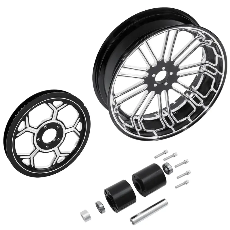 Tcmt 18" X 5.5" Rear Wheel Rim Hub + Belt Pulley Fit For Harley Touring '97-'08 4