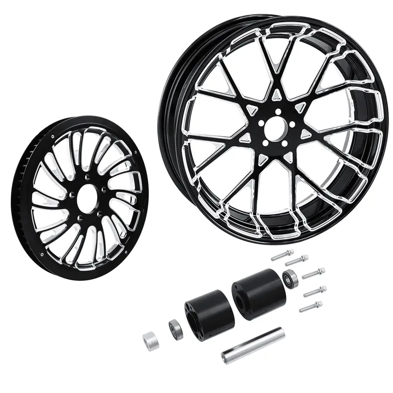 Tcmt 18" X 5.5" Rear Wheel Rim Hub + Belt Pulley Fit For Harley Touring '97-'08 4