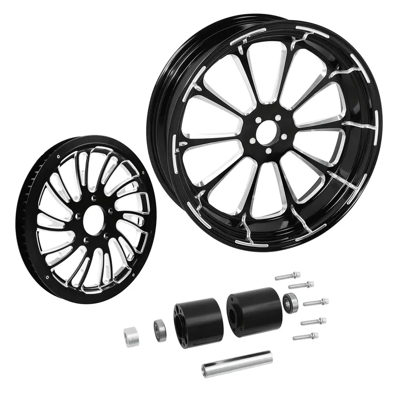 Tcmt 18" X 5.5" Rear Wheel Rim Hub + Belt Pulley Fit For Harley Touring '97-'08 4