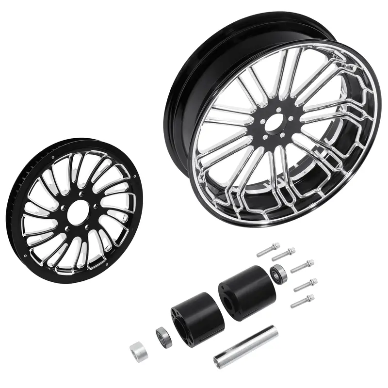 Tcmt 18" X 5.5" Rear Wheel Rim Hub + Belt Pulley Fit For Harley Touring '97-'08 4
