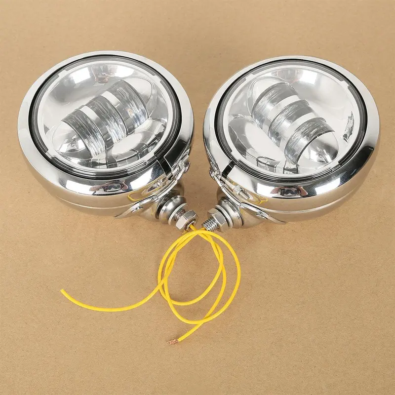 Tcmt 4.5" Chrome Led Auxiliary Passing Lights Lamp Fit For Harley Touring 1