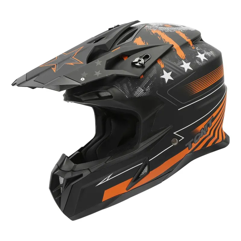 Tcmt Adult Black & Orange Full Face Dot Motocross Off-Road Helmet 1