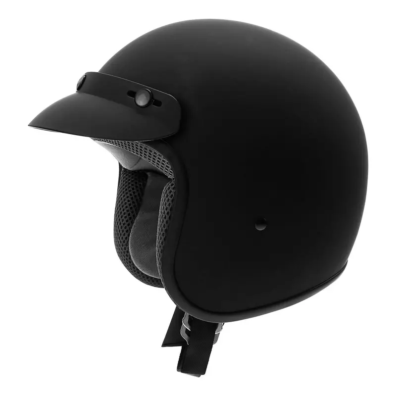Tcmt Adult Matte Black 3/4 Open Face Dot Motorcycle Vintage Retro Helmet 1