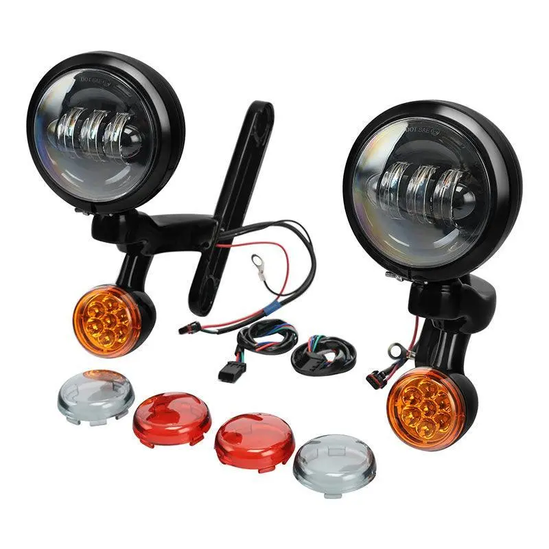Tcmt Auxiliary Light Bracket Spot Fog Light Turn Signal Fit For Harley Road King '94-'13,Electra Glide '97-'13 1