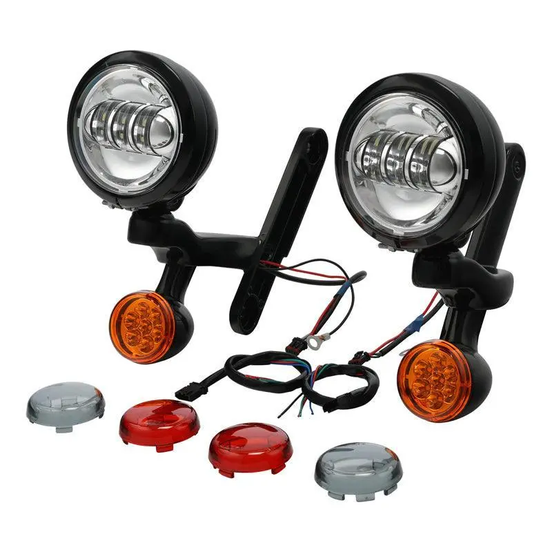 Tcmt Auxiliary Light Bracket Spot Fog Light Turn Signal Fit For Harley Road King '94-'13,Electra Glide '97-'13 3