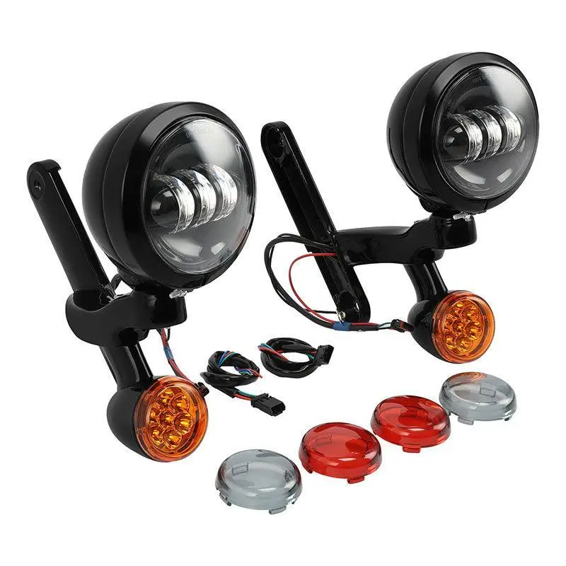 Tcmt Auxiliary Light Bracket Spot Fog Light Turn Signal Fit For Harley Road King '94-'13,Electra Glide '97-'13 4