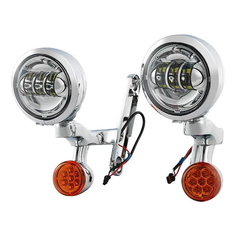 Tcmt Auxiliary Light Bracket Spot Fog Light Turn Signal Fit For Harley Road King '94-'13,Electra Glide '97-'13 4