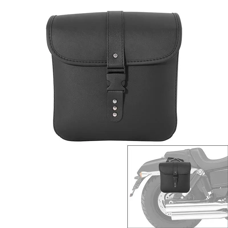 Tcmt Black Pu Leather Saddlebags Side Bag Fit For Harley Sportster Dyna Yamaha Honda Suzuki 2