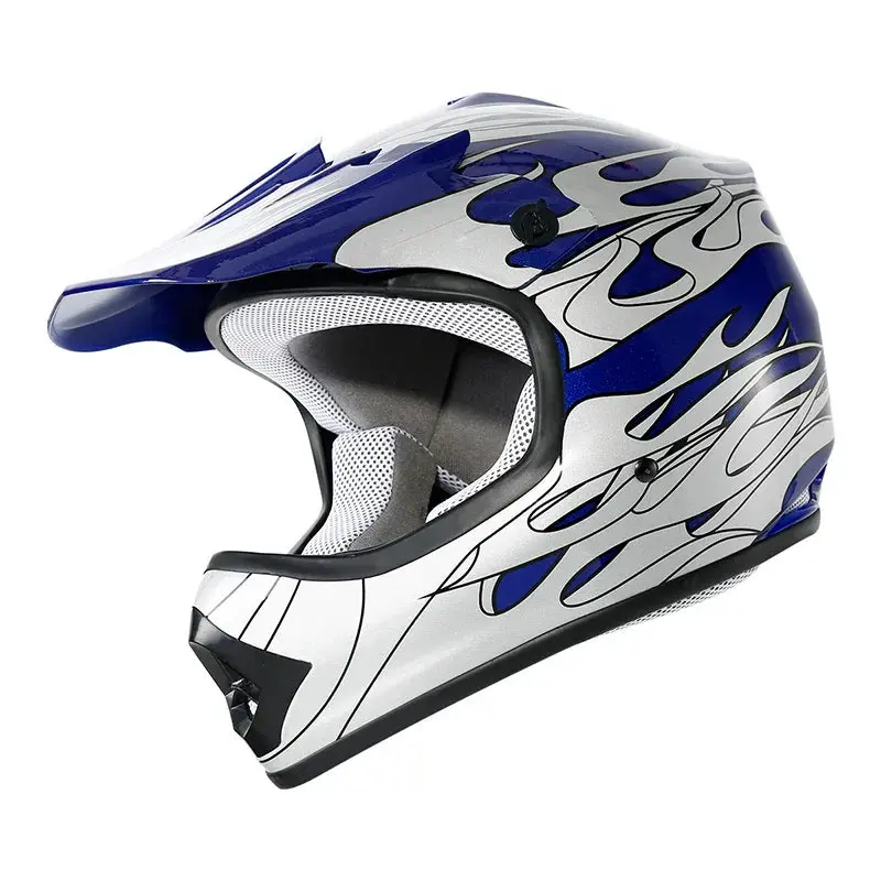 Tcmt Blue Flame Youth Kids Dot Motocross Off-Road Helmet 1