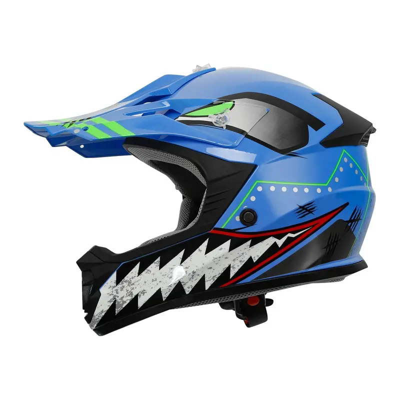Tcmt Blue Shark 2.0 Youth Kids Dot Motocross Off-Road Helmet 1