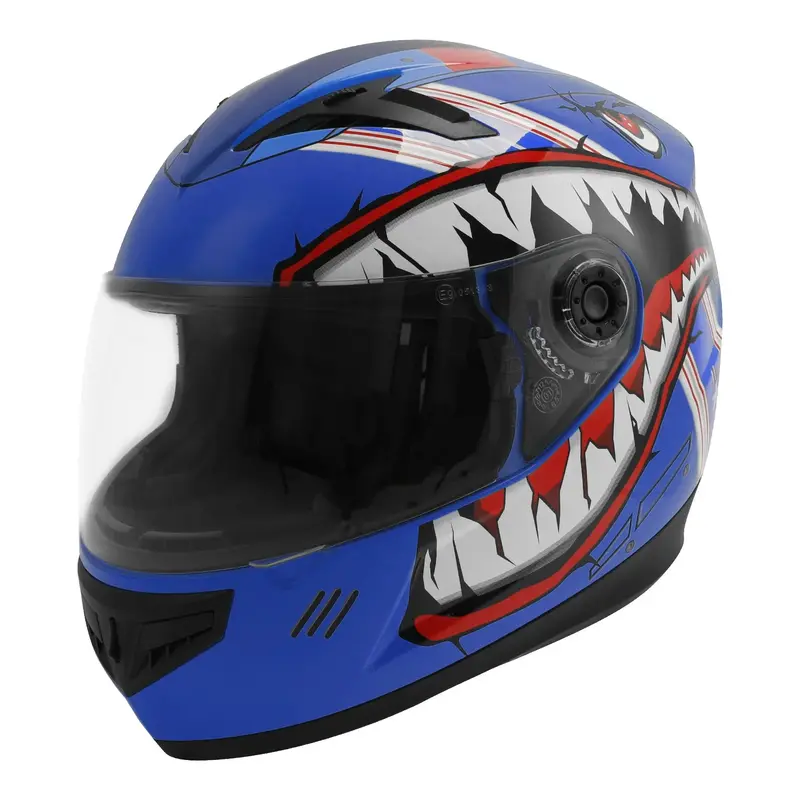 Tcmt Blue Shark Youth Kids Dot Full Face Motorcycle Helmet 1