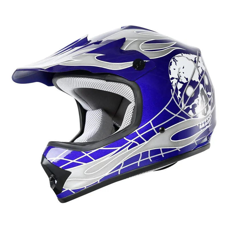 Tcmt Blue Skull Youth Kids Dot Motocross Off-Road Helmet 1