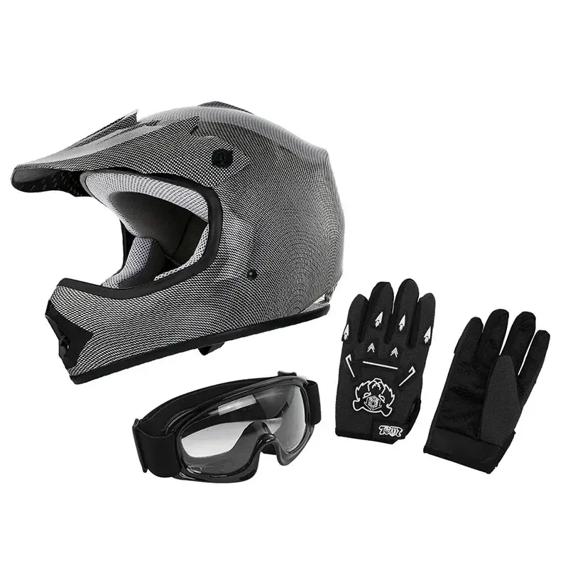 Tcmt Carbon Fiber Youth Kids Dot Motocross Off-Road Helmet 1