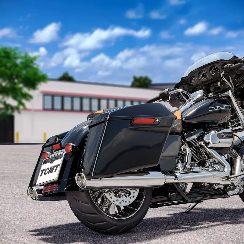 Tcmt Cvo Style Vivid Black 4" Stretched Hard Saddlebags Fit For Harley Touring '14-'23.5 2