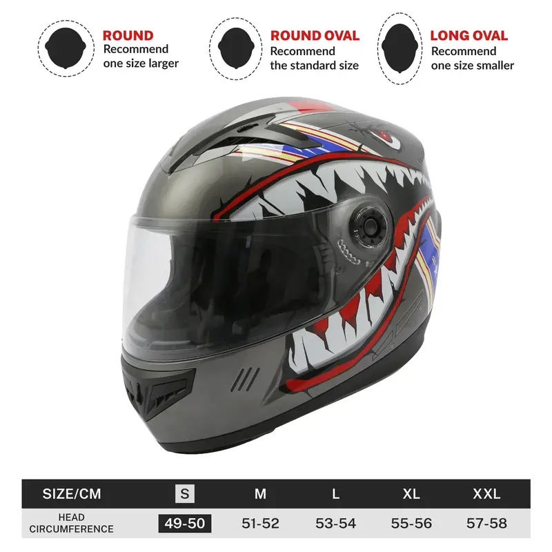 Tcmt Gray Shark Youth Kids Dot Full Face Motorcycle Helmet 2