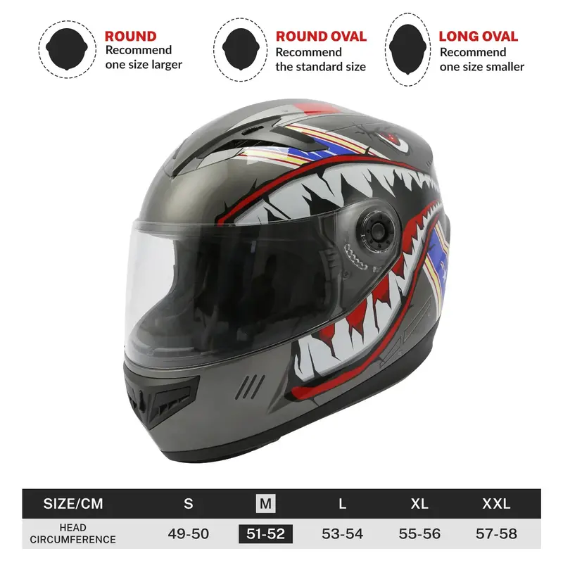 Tcmt Gray Shark Youth Kids Dot Full Face Motorcycle Helmet 2