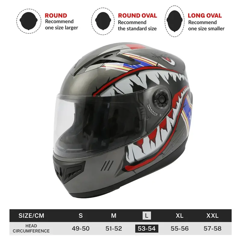Tcmt Gray Shark Youth Kids Dot Full Face Motorcycle Helmet 3