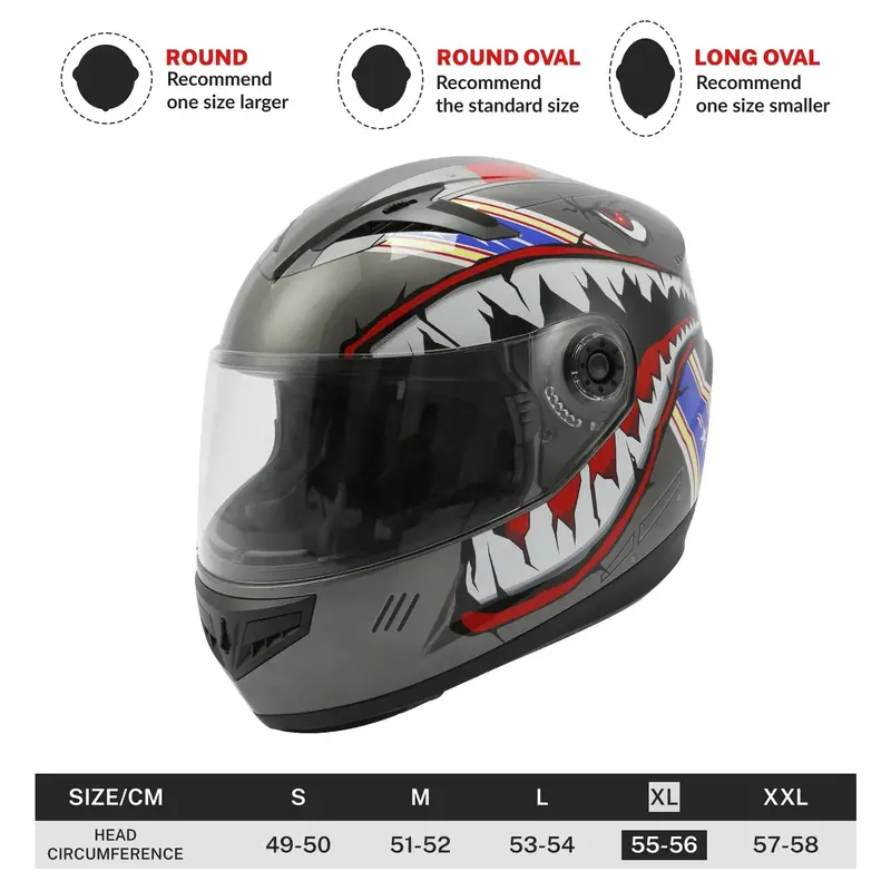 Tcmt Gray Shark Youth Kids Dot Full Face Motorcycle Helmet 4