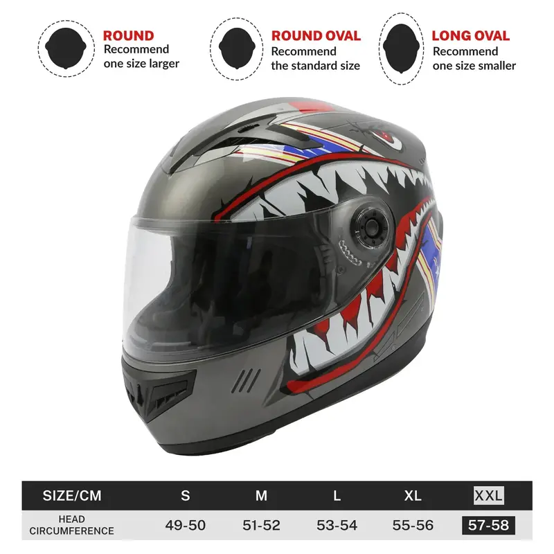 Tcmt Gray Shark Youth Kids Dot Full Face Motorcycle Helmet 5