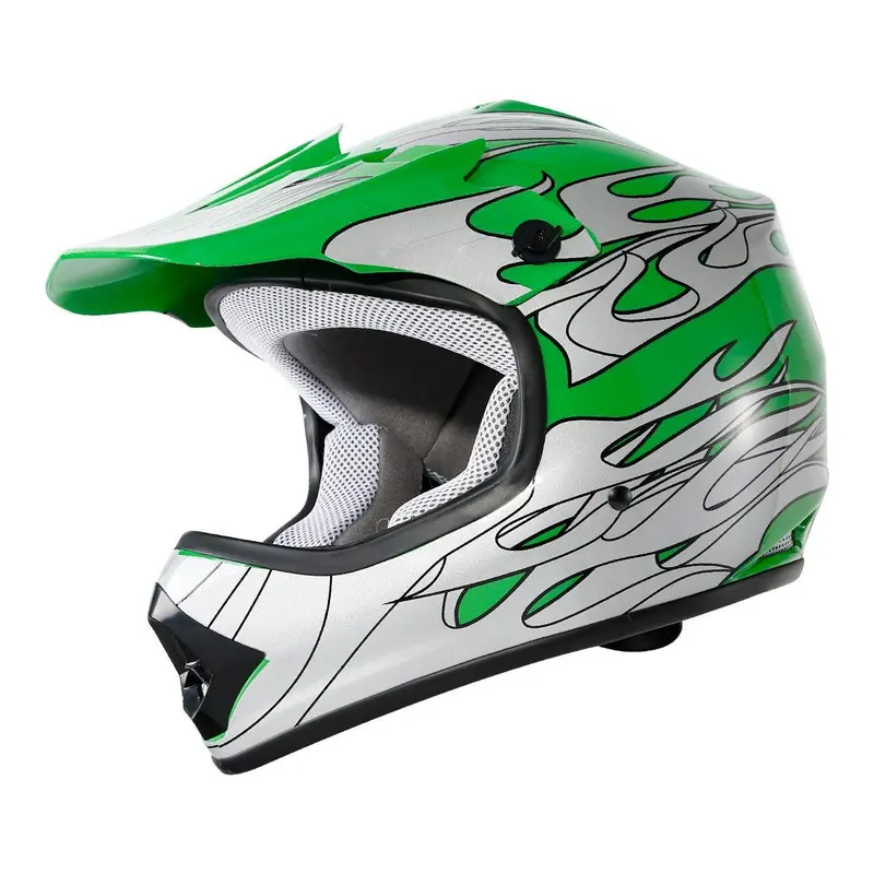 Tcmt Green Flame Youth Kids Dot Motocross Off-Road Helmet 1