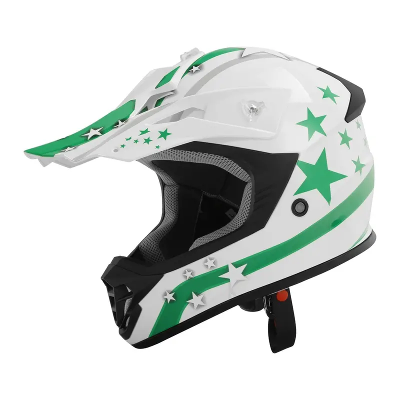 Tcmt Green Star Youth Kids Dot Motocross Off-Road Helmet 1