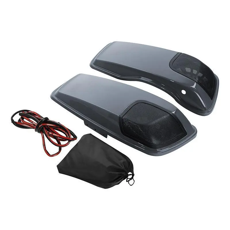 Tcmt Gunship Gray 5"X7" Hard Saddlebag Lids Speaker Cutout Fit For Harley Touring '14-'23.5 1