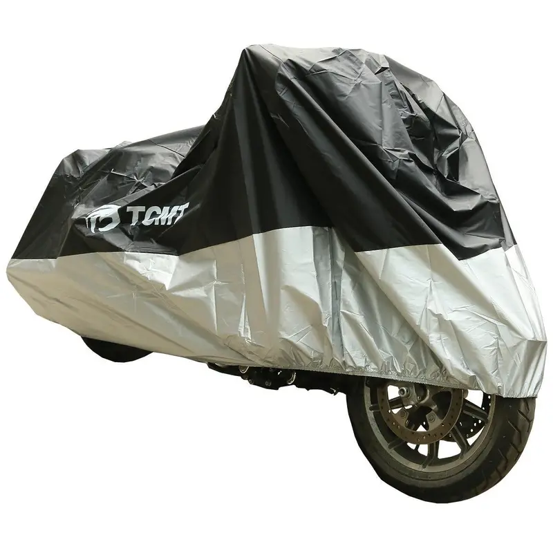 Tcmt Motorcycle Cover Waterproof Rain Dust Uv Protector Heat Insulation Black Silver 1