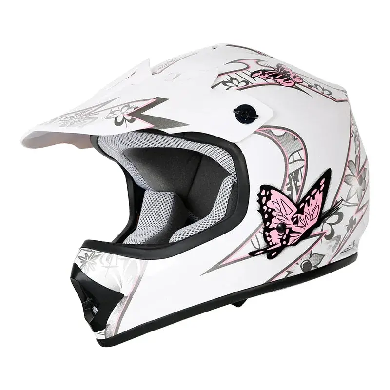 Tcmt Pink Butterfly Youth Kids Dot Motocross Off-Road Helmet 1