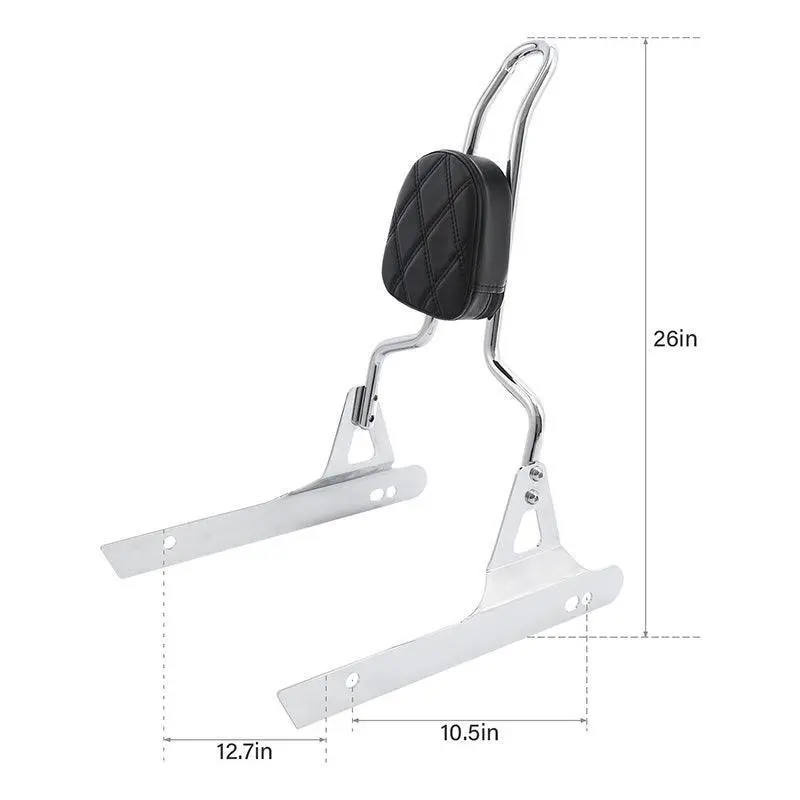 Tcmt Rear Detachable Backrest Chrome Sissy Bar Pad Fit For Harley Dyna '06-'17 2