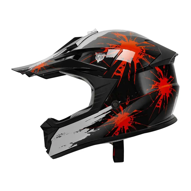 Tcmt Red Firework Youth Kids Dot Motocross Off-Road Helmet 1