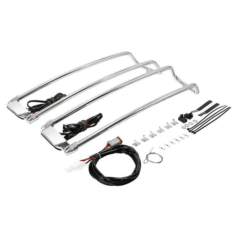 Tcmt Saddlebag Lid Top Rail & Led Light Fit For Harley Touring '94-'13 1